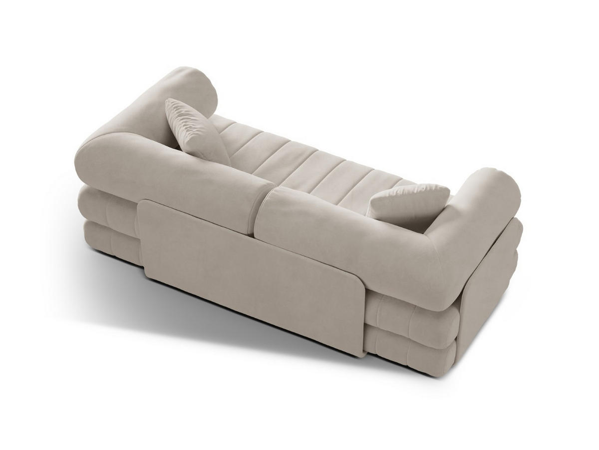 AUSKLAPPBARES-SOFA Kemi aus Samt beige 3 Sitzplätze - Beige, Textil (95/70/206cm) - Cosmopolitan Design