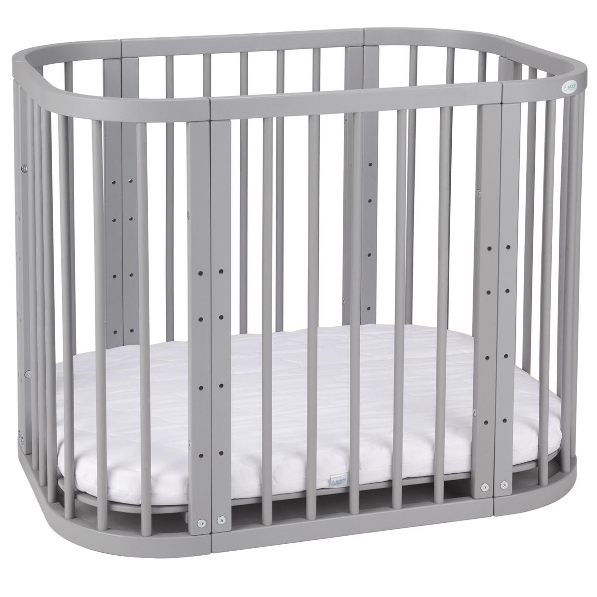 BABYBETT GREY, 5in1 mit Matratze - Grau, Holz (65.5/92cm) - waldin