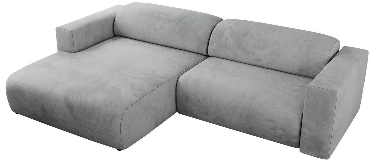 ECKSOFA PASADENA Hellgrau Velvet - Links Seite - Hellgrau/Schwarz, Kunststoff/Textil (288/180cm) - MKS