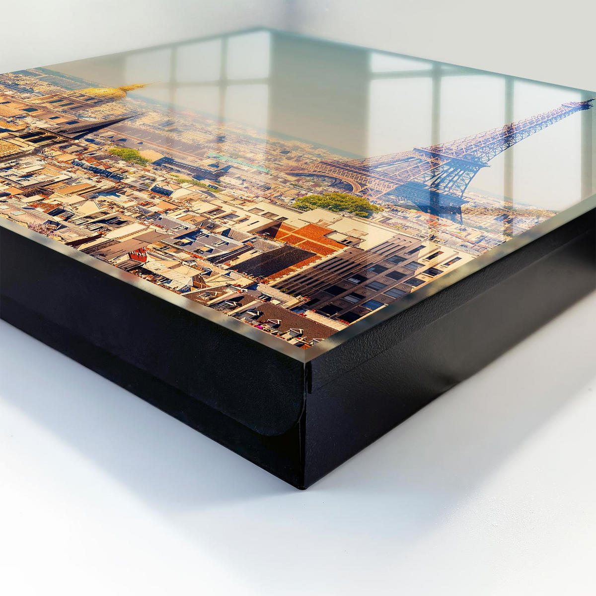 SCHLÜSSELBOX Schwarz 30x30 cm- Türöffnung nach rechts - Stadtlandschaft - Beige, Metall (30/30/5cm) - TULUP