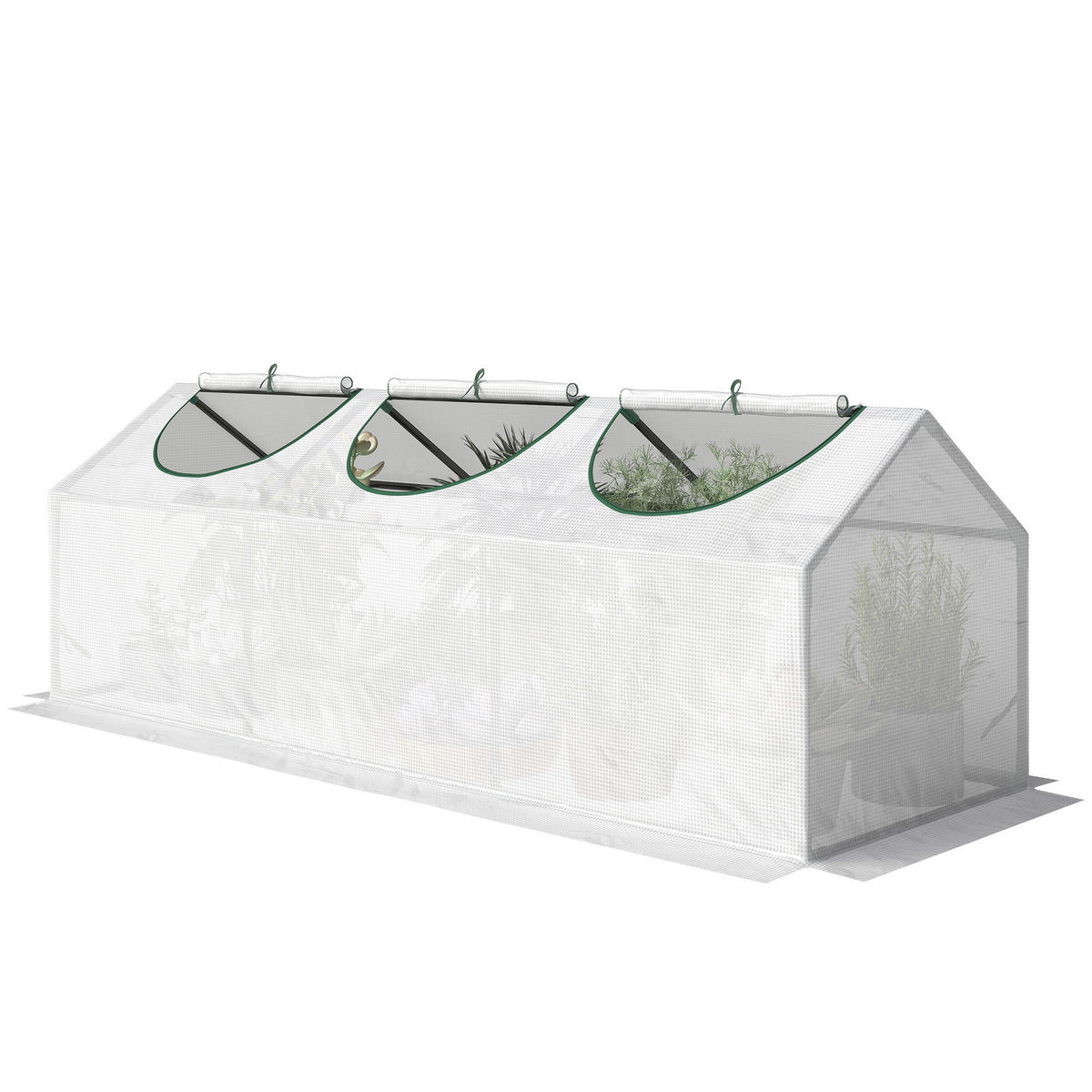 GEWÄCHSHAUS DE-12073 3 Rollfenster Weiß - Weiß, Kunststoff (60/60/180cm) - ComfortXL
