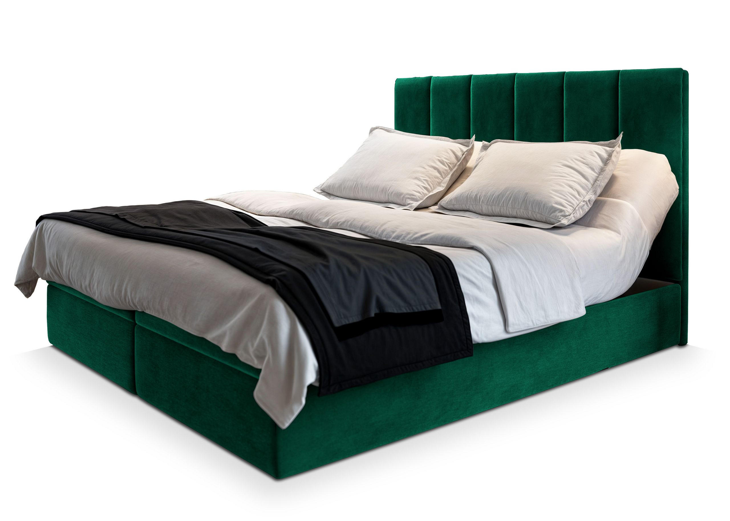 BOXBETT BARINO 140x200 cm mit Matratze und Topper - Grün - Grün, Holz (140/200cm) - MASSENO