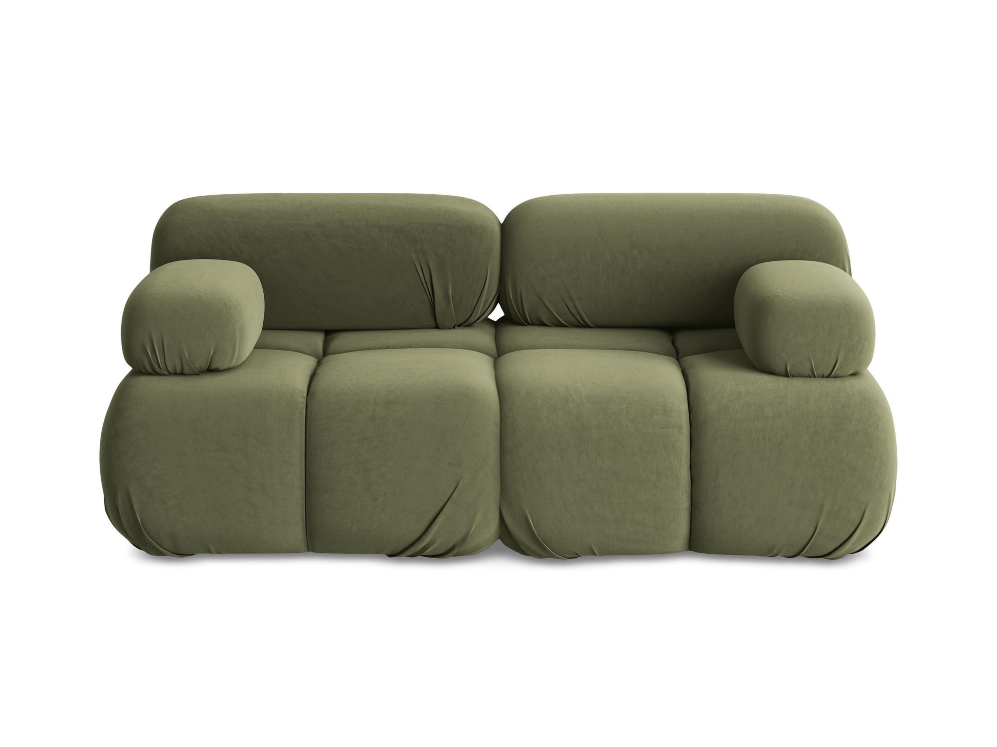 2-SITZER-SOFA Samt Stoff Grün - Schwarz/Olivgrün, Kunststoff/Textil (190/70/96cm) - Makamii