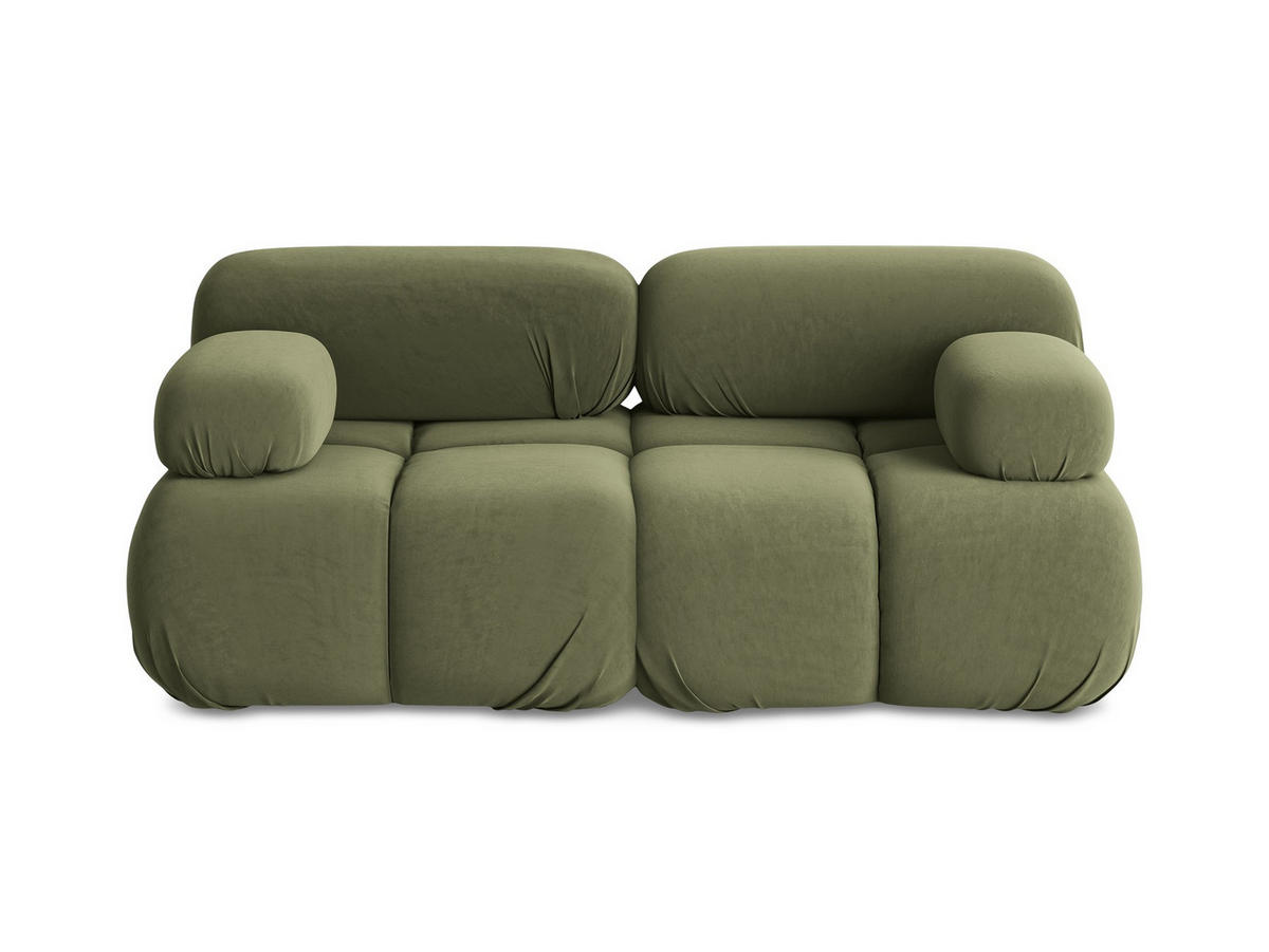 2-SITZER-SOFA Samt Stoff Grün - Schwarz/Olivgrün, Kunststoff/Textil (190/70/96cm) - Makamii