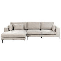 3-SITZER-ECKSOFA Samtstoff Hellgrau linksseitig Flam - Hellgrau, Textil (275/158cm) - Beliani