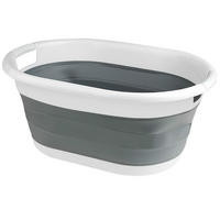 WÄSCHEKORB Faltbarer - Weiß/Grau, Kunststoff (38/24/53.5cm) - KRUMAD