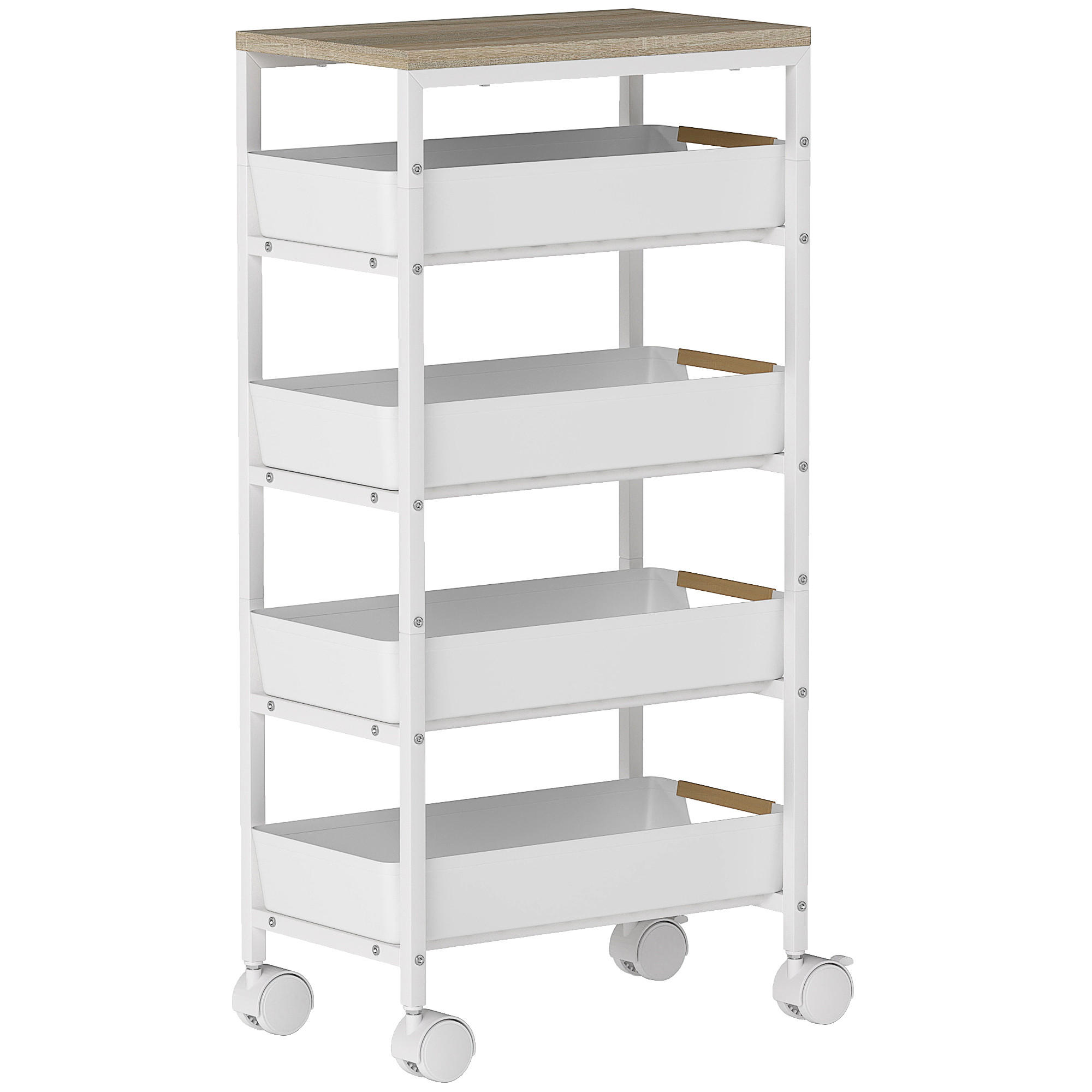 KÜCHENWAGEN Metall Kunststoff Weiß - Weiß, Kunststoff/Metall (24/82/39.5cm) - HOMCOM