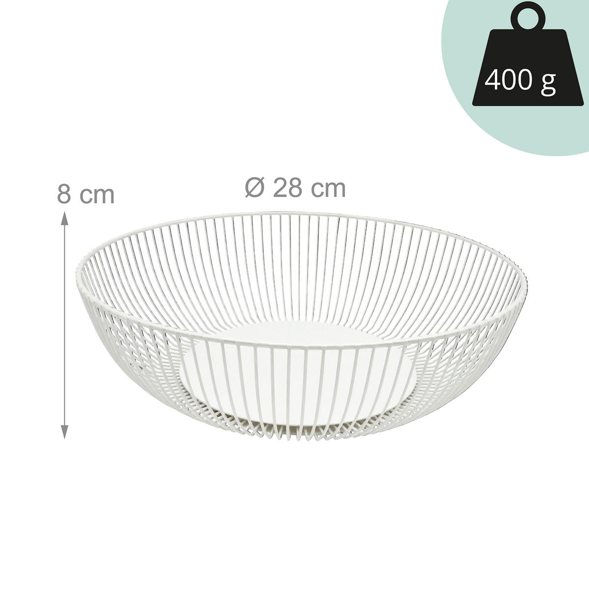 OBSTSCHALE - Weiß, Metall (8cm) - Relaxdays