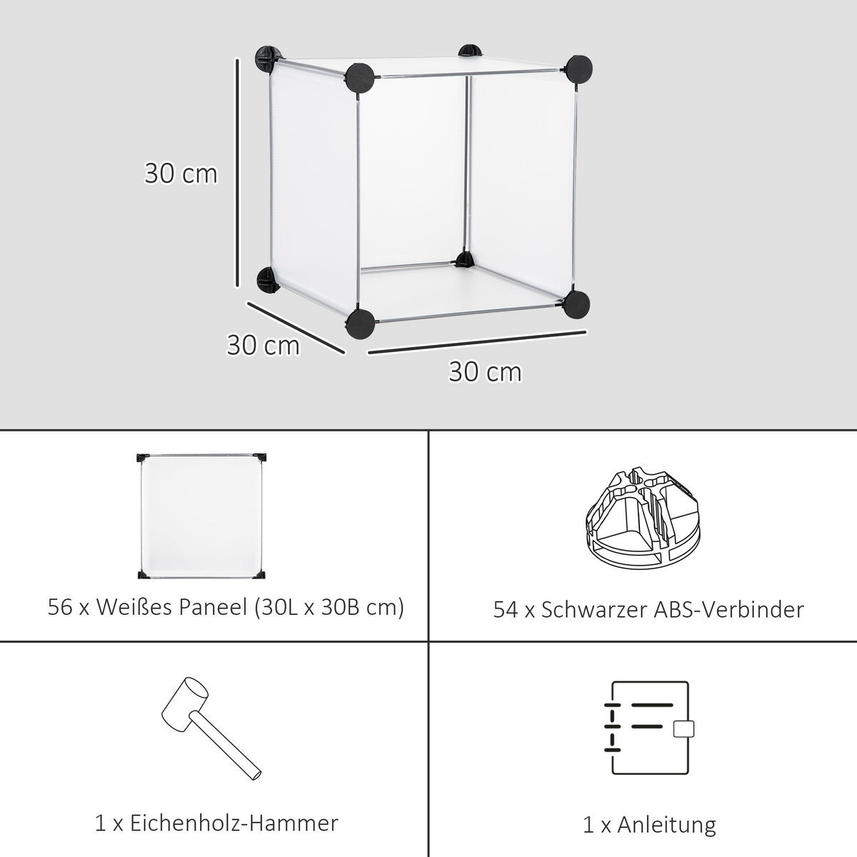 DIY Regalsystem, Kleiderschrank, Weiß - Weiß, Metall (32/125/125cm) - HOMCOM