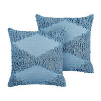 DEKOKISSEN 2er-Set Blau 45/45 cm Rhoeo - Blau, Naturmaterialien/Textil (45/45cm) - Beliani