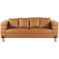 3-SITZER-SOFA Kunstleder Braun Granna - Hellbraun, Kunststoff/Textil (209/74/82cm) - Beliani