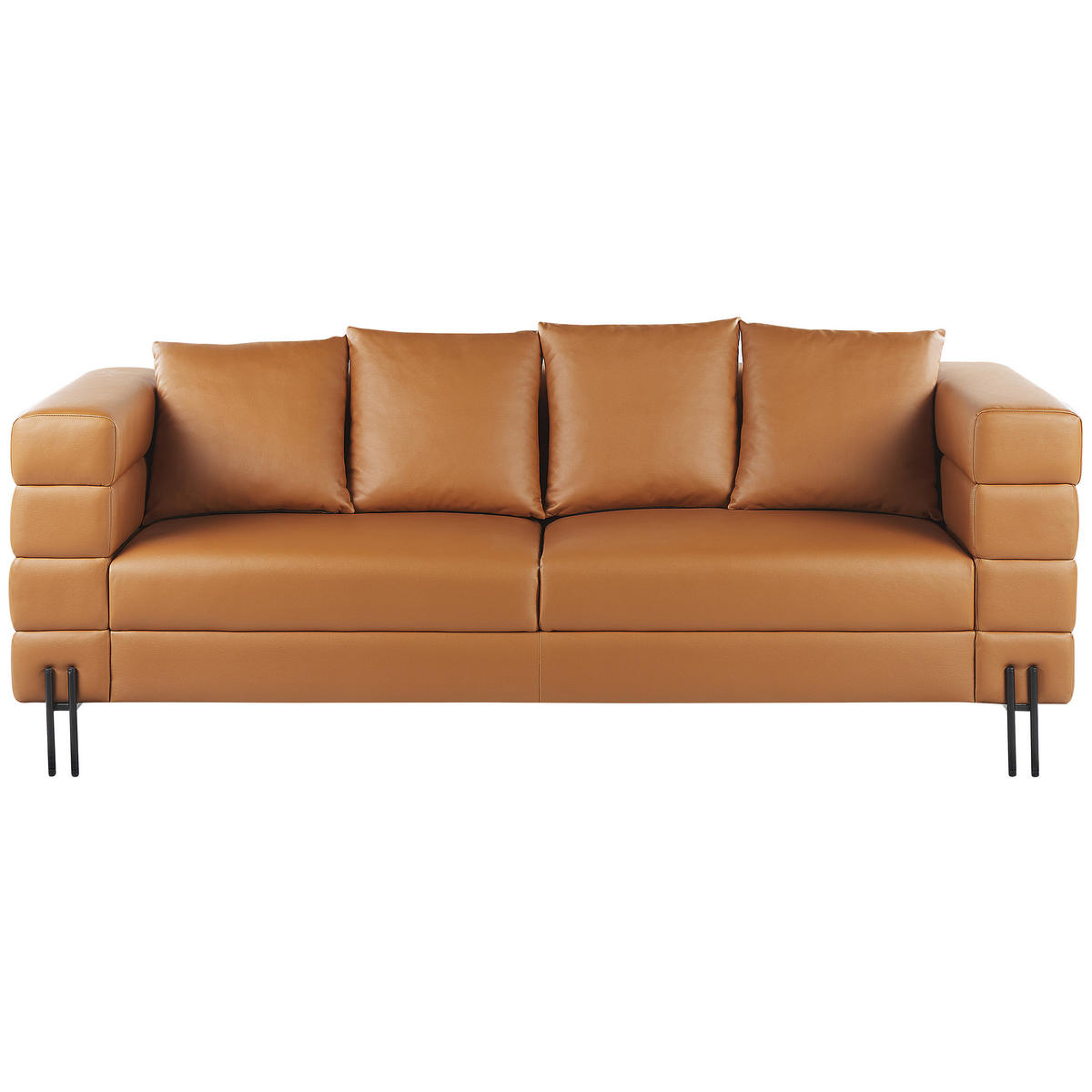 3-SITZER-SOFA Kunstleder Braun Granna - Hellbraun, Kunststoff/Textil (209/74/82cm) - Beliani