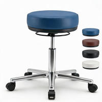 ARBEITSHOCKER Echtleder Blau - höhenverstellbar, 150kg belastbar - Blau, Leder/Metall (58/46/58cm) - Versee