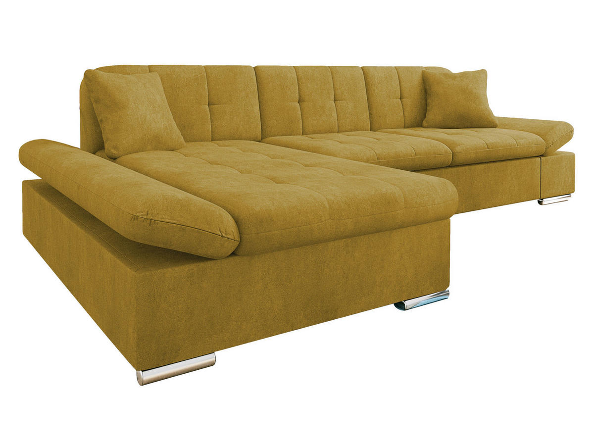ECKSOFA Malwi Premium, Seite: Links - Currygelb, Holz/Textil (278/161cm) - MIRJAN24