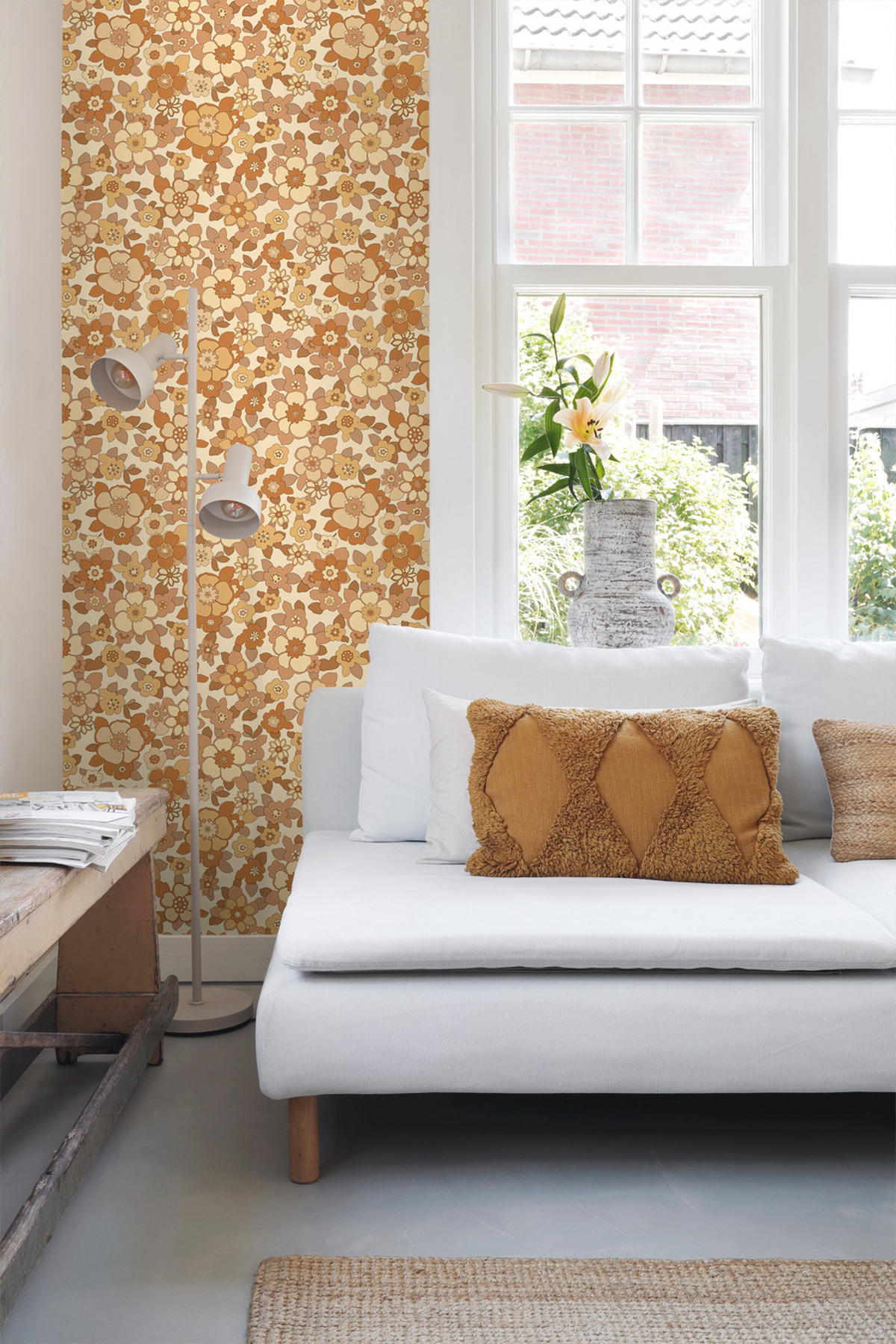 TAPETE Retro Blumen 50 x 900 cm - Gelb, Papier (50/900cm) - ESTAhome