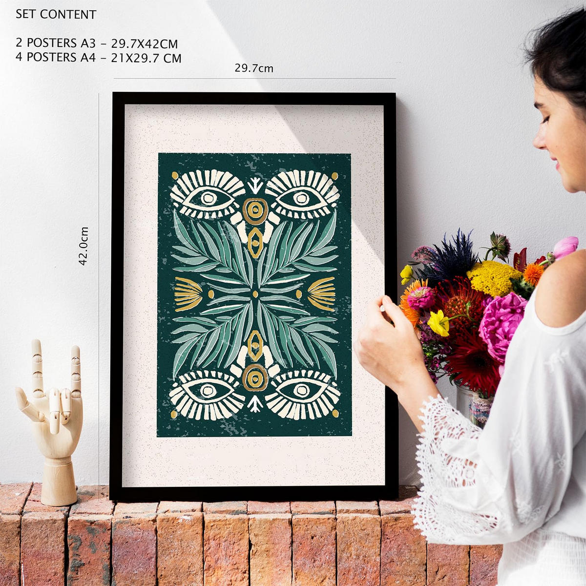 POSTER Set Mit 6 Drucken Von Augen In Der Sammlung Von Ethnischenen Ästhetische Dekorative Rahmen Für Ihr Zuhause Wandkunstdruck A3 & A4 Weißer Rahmen - Weiß, Papier (29/3cm) - Nacnic