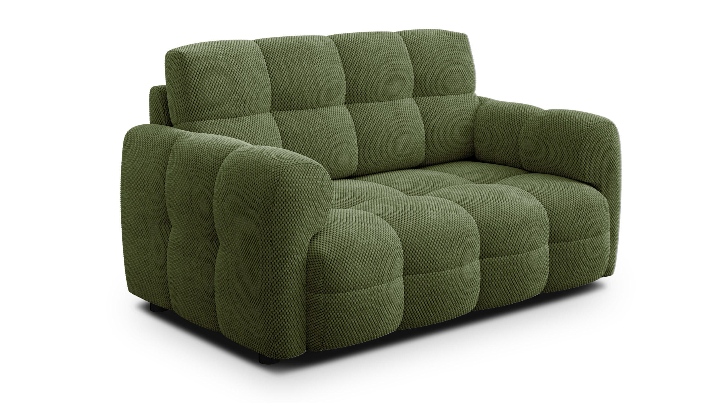 SOFA MELLOW 2-Sitzer, olive - Schwarz/Grün, Holz/Textil (153/87/98cm) - Courtois Laville
