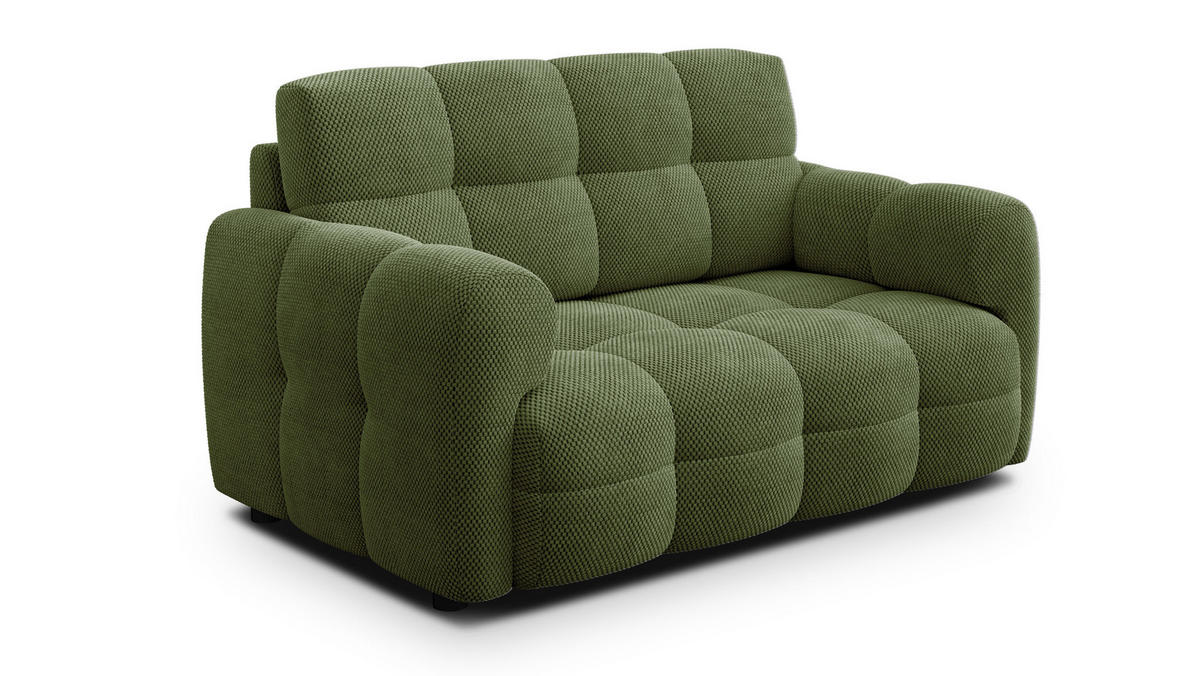 SOFA MELLOW 2-Sitzer, olive - Schwarz/Grün, Holz/Textil (153/87/98cm) - Courtois Laville