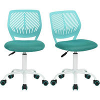 BÜROSTUHL 2er Set Türkis Verstellbar Ergonomisch - Türkis, Textil (38.5/75/40cm)