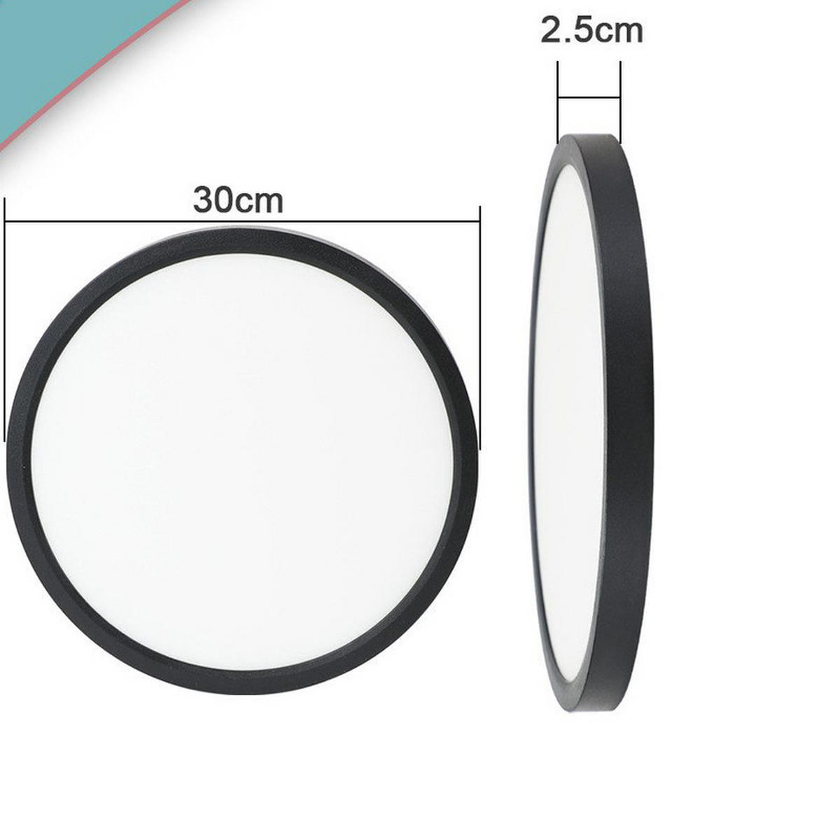 DECKENLEUCHTE Yolandara 30/30/2.4 cm - Schwarz, Kunststoff (30/30/2.4cm) - ZMH