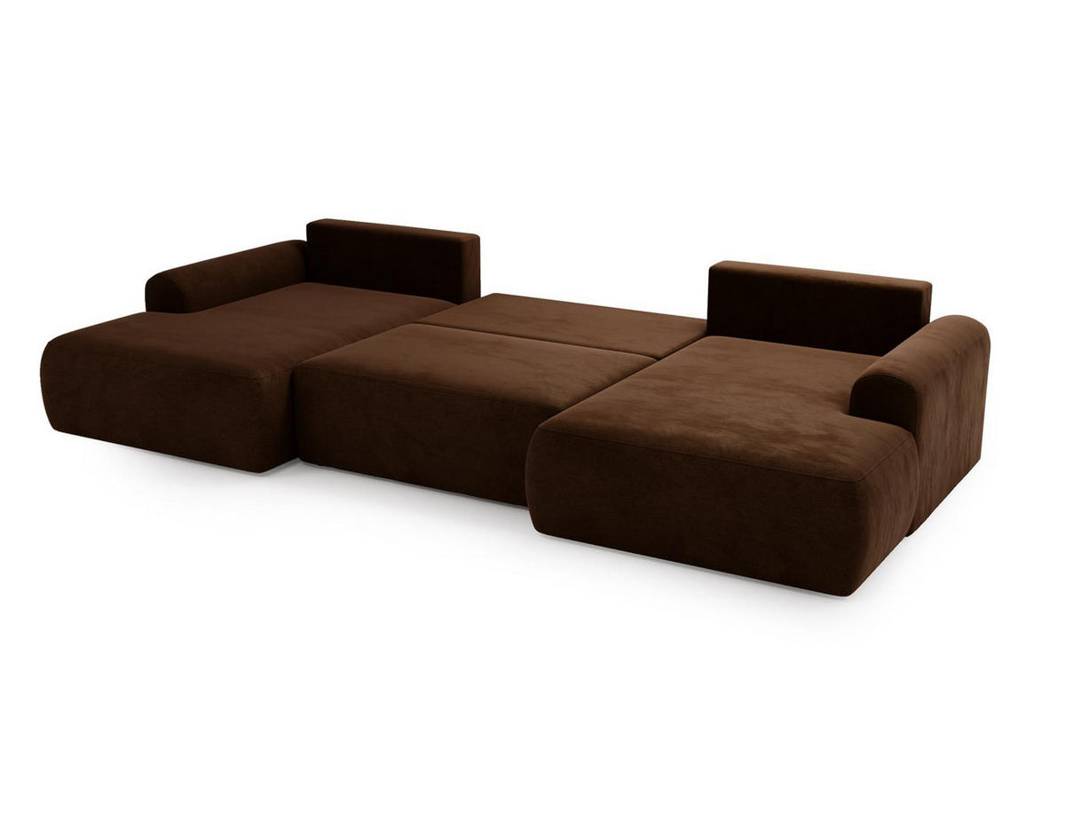 WOHNLANDSCHAFT Aurora Braun, mit Schlaffunktion in Vena Stoff - Braun, Holzwerkstoff/Textil (344/92/177cm) - Bettso