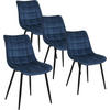 ESSZIMMERSTUHL 4er Set, Samt, Metallbeine, Blau - Blau/Schwarz, Textil/Metall (46/85.5/40.5cm) - Woltu