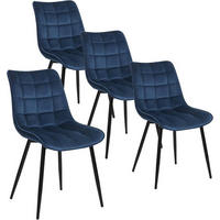 ESSZIMMERSTUHL 4er Set, Samt, Metallbeine, Blau - Blau/Schwarz, Textil/Metall (46/85.5/40.5cm) - Woltu
