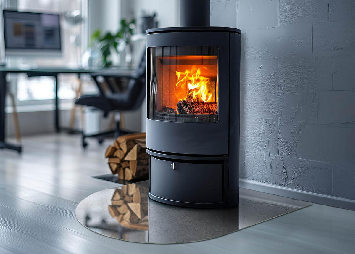 GLASPLATTE für Kamin 80x70 cm - Grau, Glas (80/70/0.4cm) - TULUP