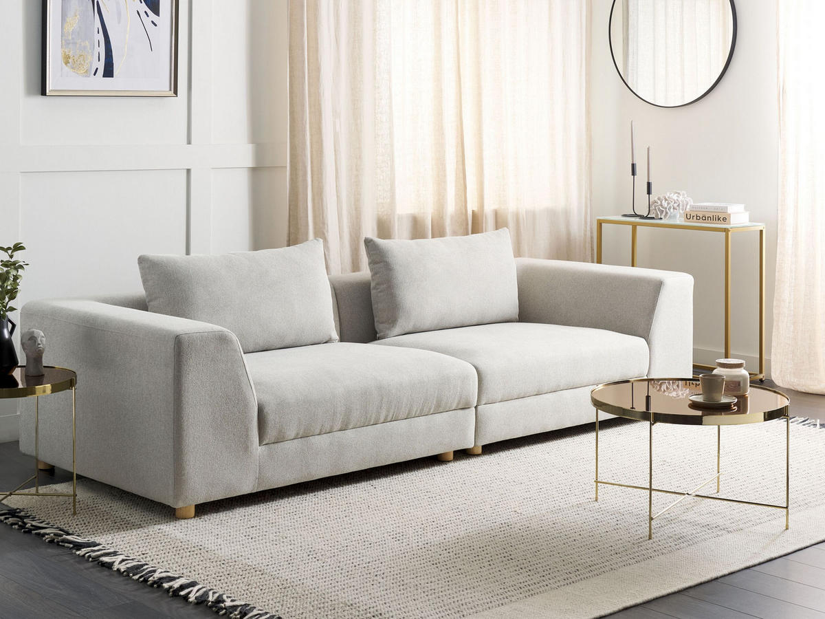 3-SITZER-SOFA hellgrau mit Kissen Lermon - Grau, Textil (260/59/100cm) - Beliani