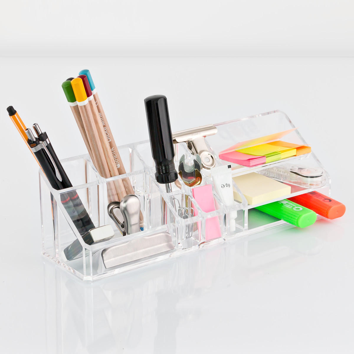 KOSMETIKORGANIZER, mit Fächern und Ablageflächen - Transparent, Kunststoff (30.5/9/9cm) - bremermann