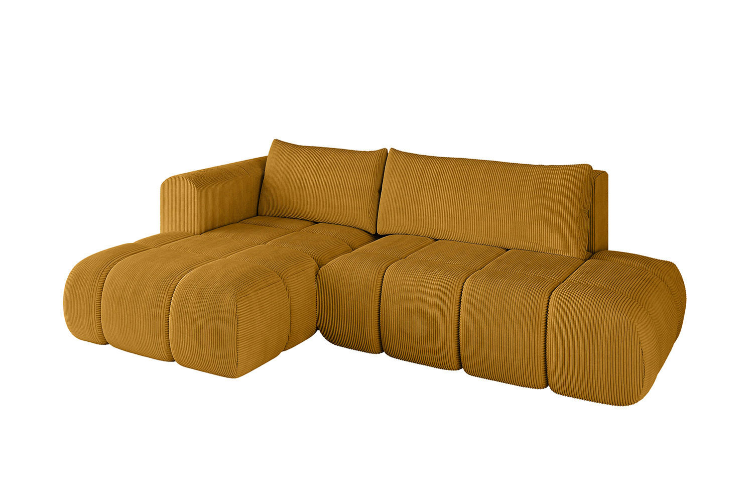 ECKSOFA Ottomane Links CLOUD-L 289x180x40 Senfgelb Cord - Currygelb, Holzwerkstoff/Kunststoff (180/289cm) - ALTDECOR