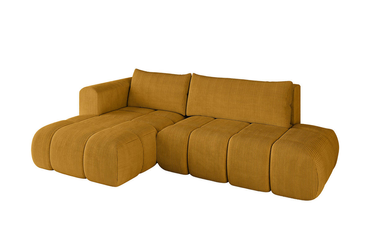 ECKSOFA Ottomane Links CLOUD-L 289x180x40 Senfgelb Cord - Currygelb, Holzwerkstoff/Kunststoff (180/289cm) - ALTDECOR