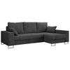 ECKSOFA Dorian Cord Dunkelgrau - Dunkelgrau/Goldfarben, Textil/Metall (242/138cm) - MKS