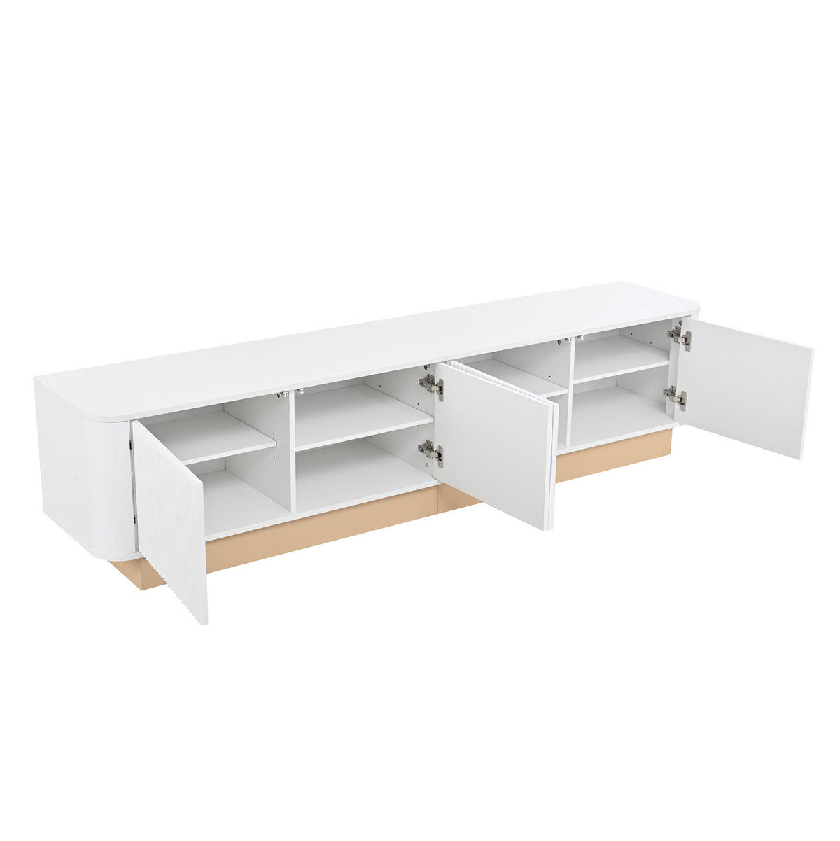 TV-LOWBOARD mit 4 Türen 200 x 40 cm MDF Weiß - Weiß, Holzwerkstoff (40/47.5/200cm) - Beauniv
