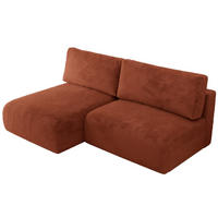 ECKSCHLAFSOFA VIVO L Orange Plüsch - links - Schwarz/Orange, Kunststoff/Textil (223/150cm) - MKS