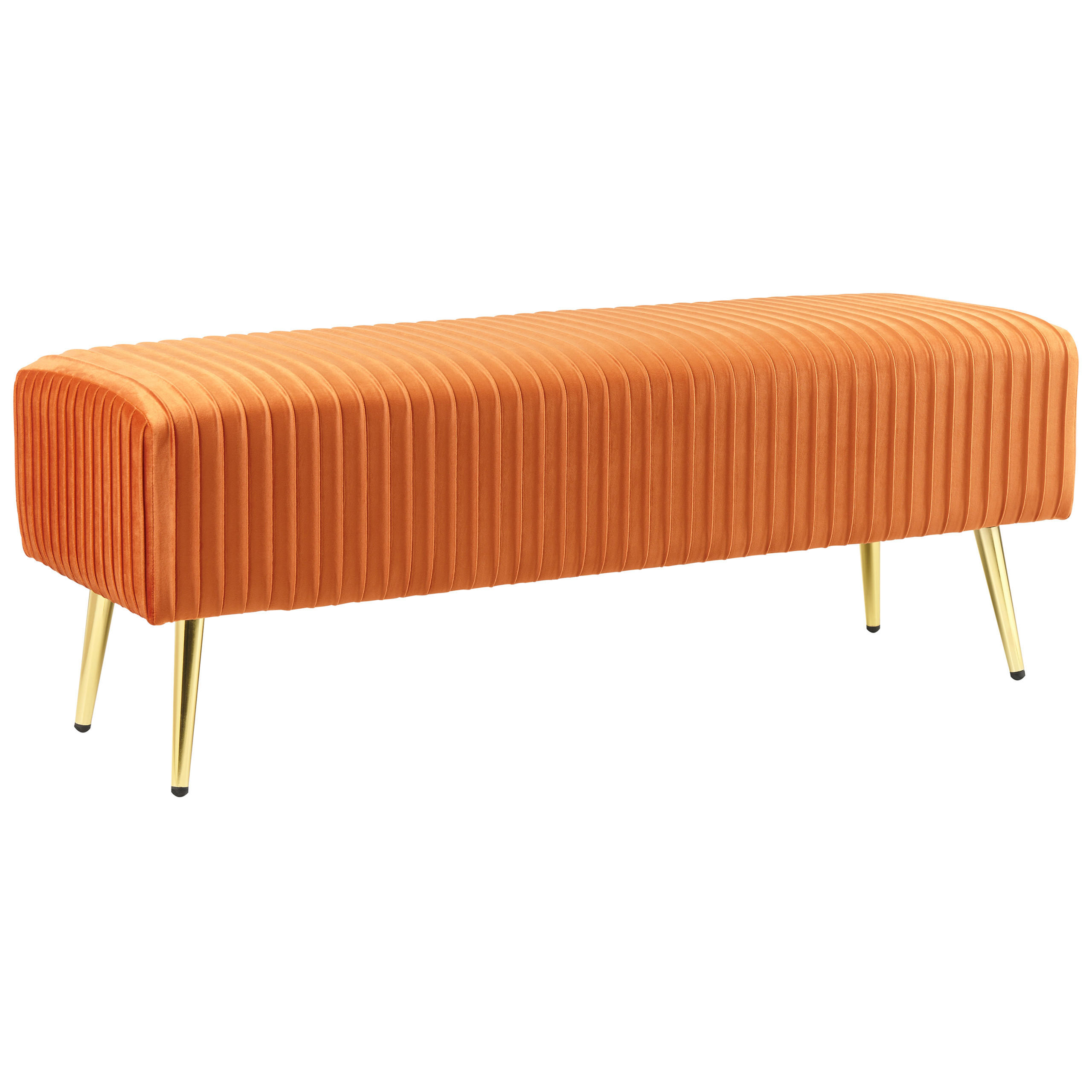 POLSTERBANK Samtstoff Orange Paterson - Orange, Textil (118/42/40cm) - Beliani