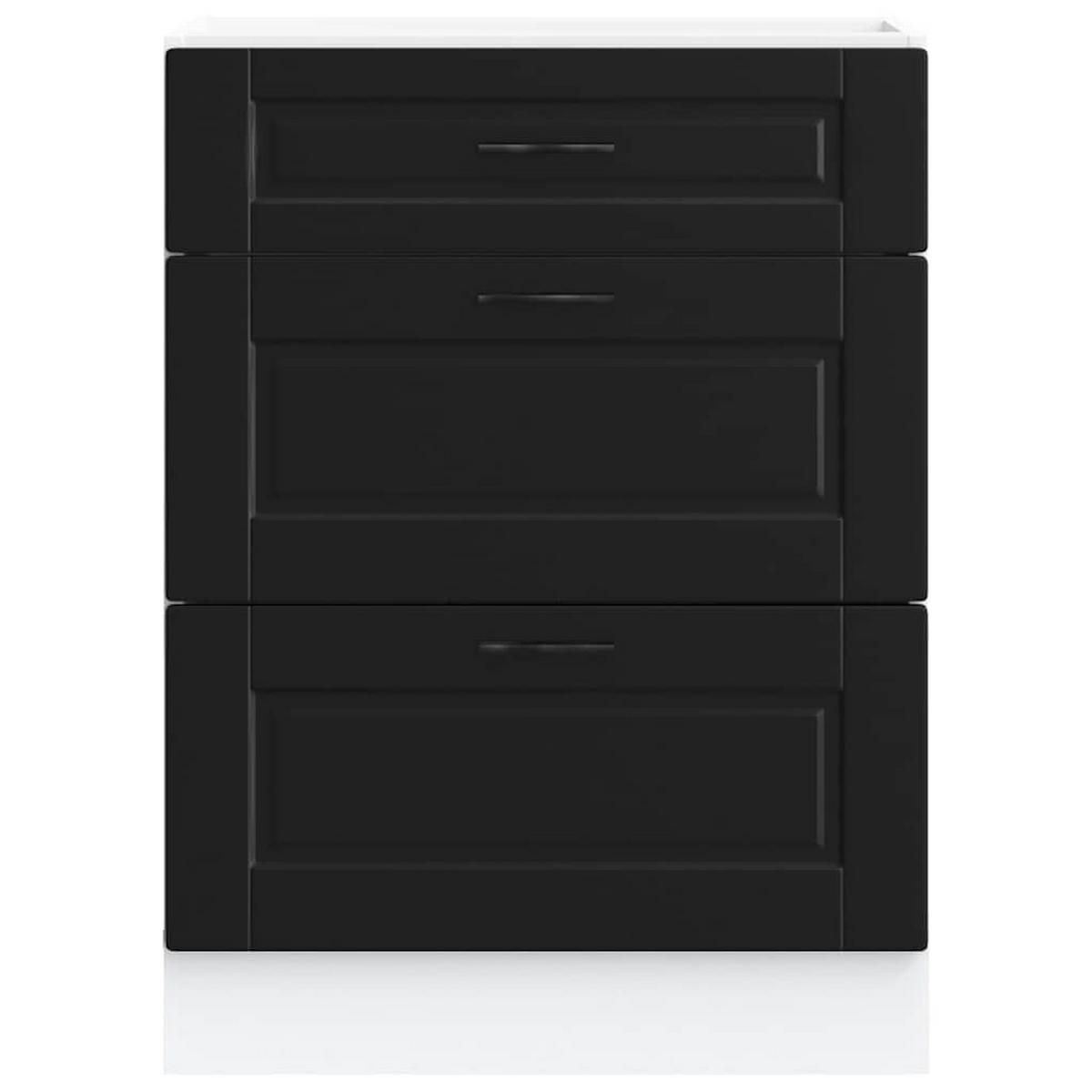 KÜCHENUNTERSCHRANK Porto mit 3 Schubladen 60/46/81,5 cm aus Holzwerkstoff Schwarz - Schwarz, Holz (60/81.5/46cm) - vidaXL