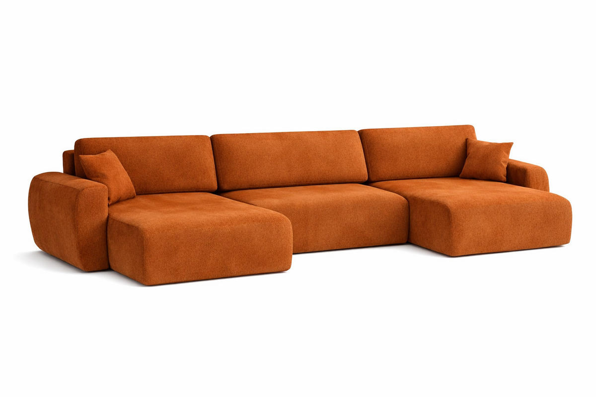 ECKSOFA Mit Schlaffunktion Und Bettkasten U-Form Ariel U, Veloursstoff Salvador, Braun - Braun, Holz (342/142cm) - Kaiser Möbel