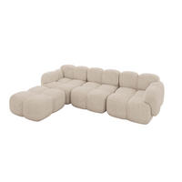 ECKSOFA modulares Sofa Links Miko-L2 302x205x75 Beige Velours - Ecru/Schwarz, Holzwerkstoff/Kunststoff (302/205cm) - ALTDECOR