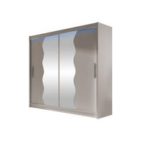 KLEIDERSCHRANK London X, mit RGB LED Beleuchtung - Kaschmir/Silberfarben, Holzwerkstoff/Kunststoff (180/215/58cm) - MIRJAN24