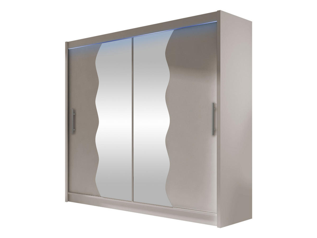 KLEIDERSCHRANK London X, mit RGB LED Beleuchtung - Kaschmir/Silberfarben, Holzwerkstoff/Kunststoff (180/215/58cm) - MIRJAN24