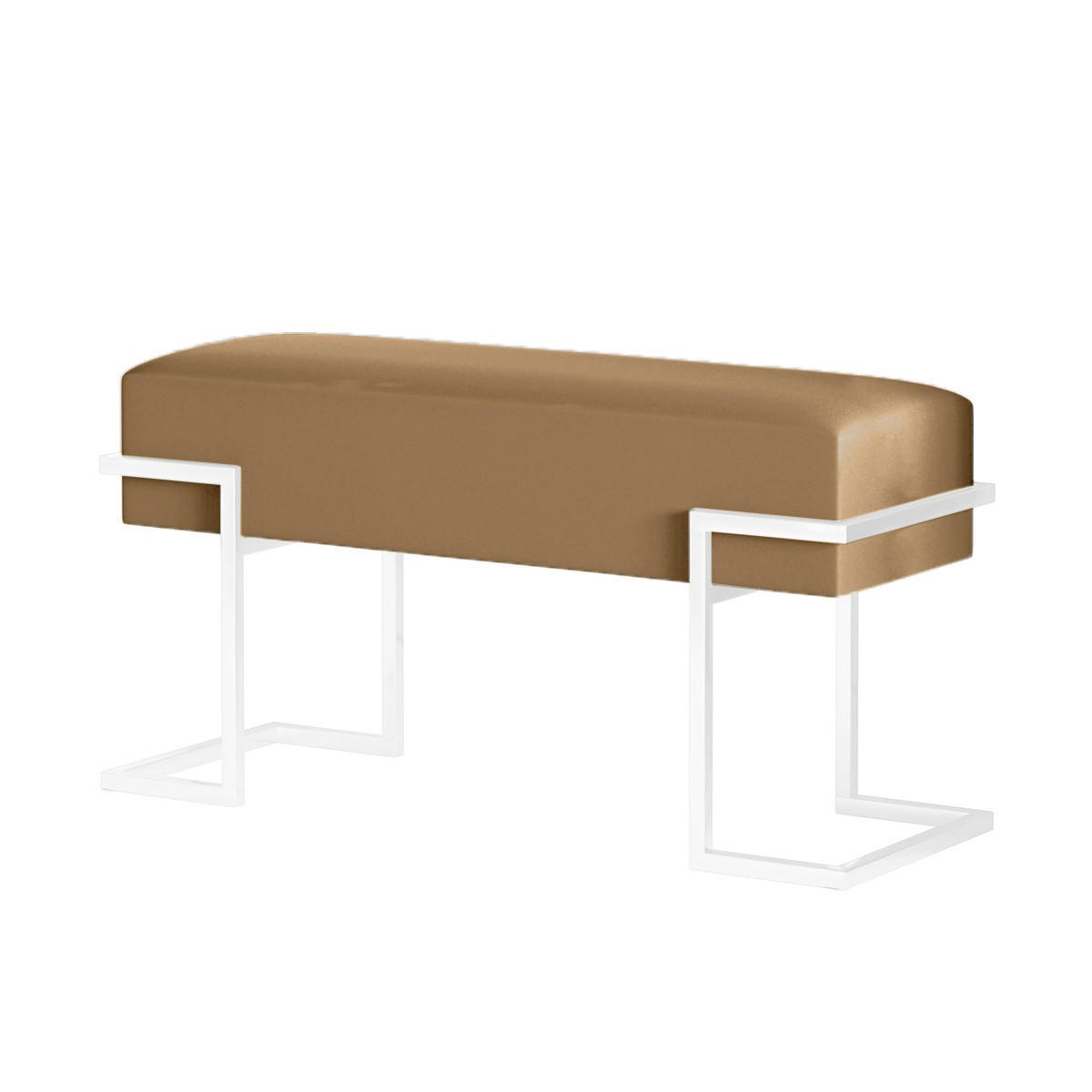 POLSTERBANK CELY 80 cm, Dunkelbeige, Weißes Gestell - Beige/Weiß, Textil/Metall (80/42/34cm) - Bettso