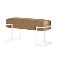 POLSTERBANK CELY 80 cm, Dunkelbeige, Weißes Gestell - Beige/Weiß, Textil/Metall (80/42/34cm) - Bettso