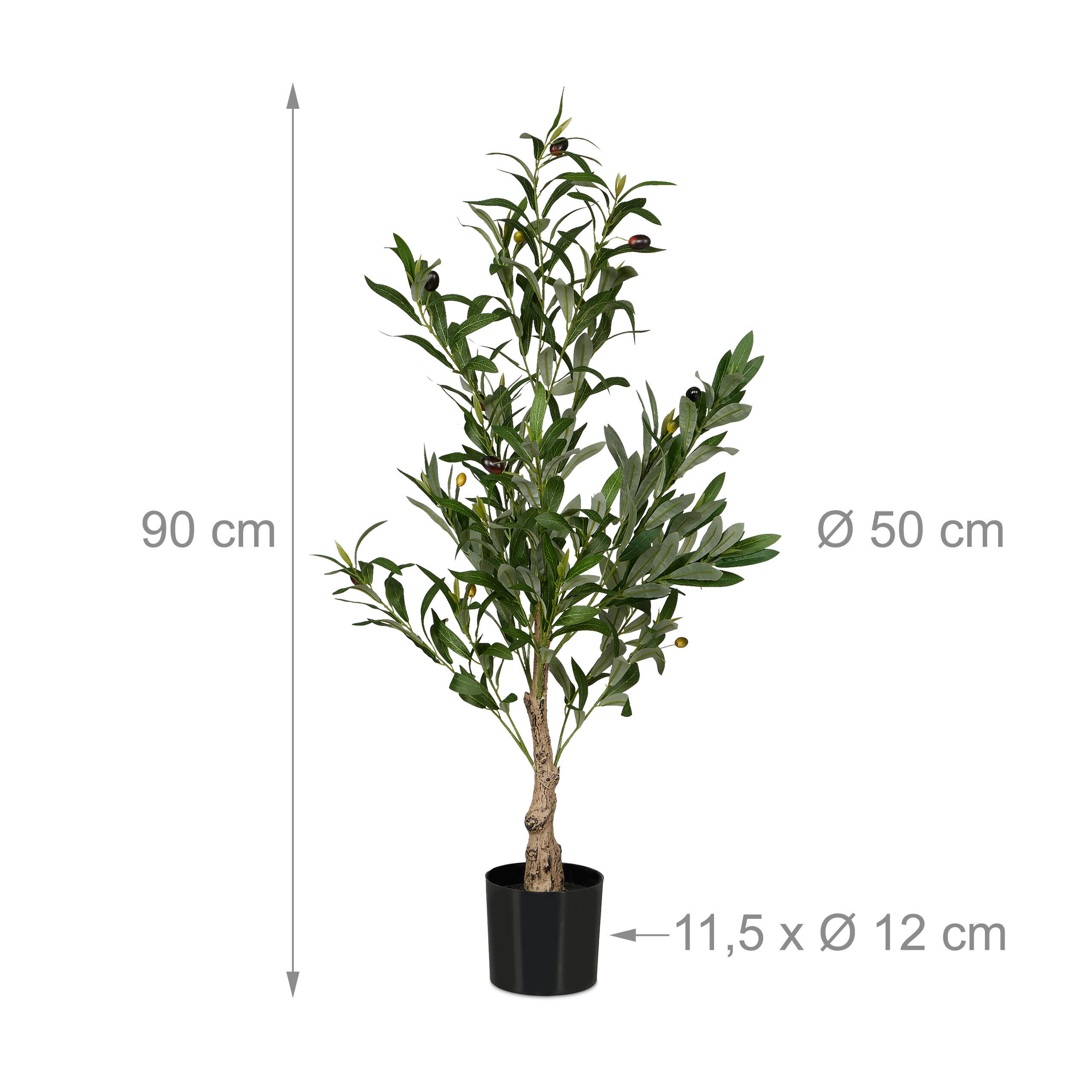 Thumbnail - Relaxdays Olivenbaum, Dunkelgrün, Kunststoff, Stein, 90 cm, Dekoration, Blumen & Zubehör, Kunstpflanzen