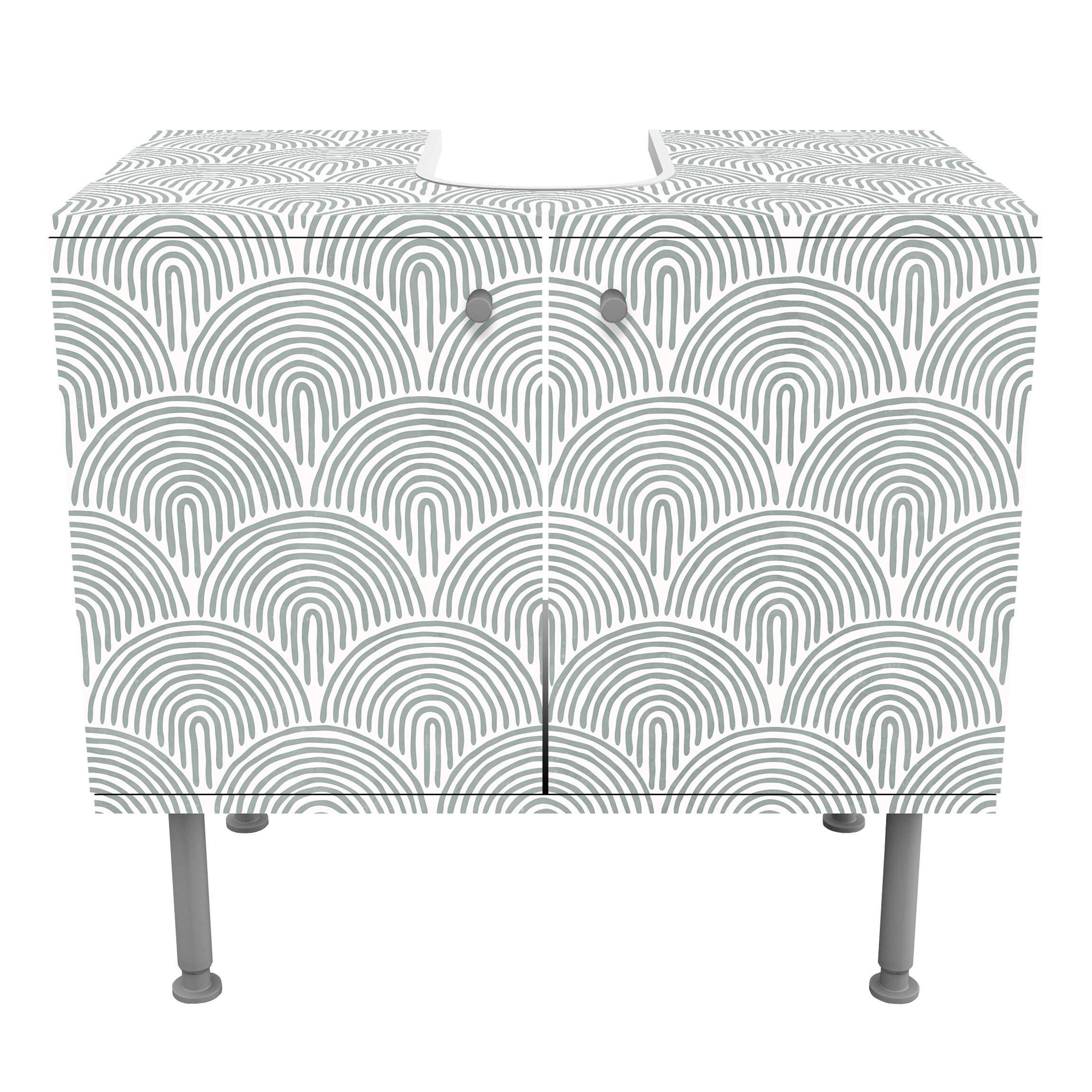 WASCHBECKENUNTERSCHRANK Boho Bogen Muster Eucalyptus 60/55/35 cm - Türkis, Holzwerkstoff (60/55/35cm) - Bilderwelten
