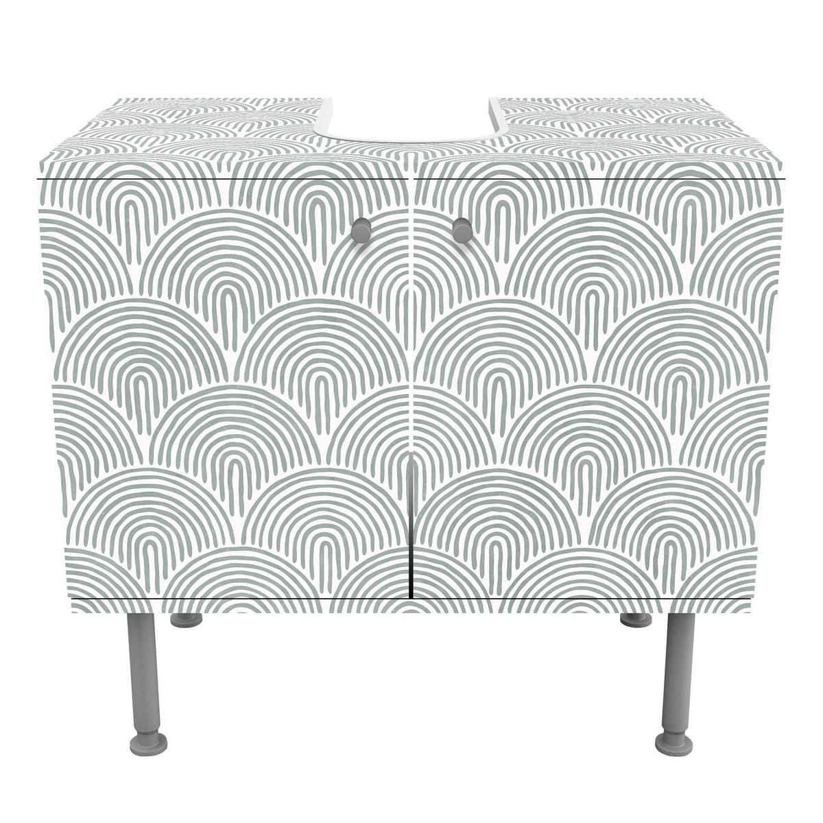 WASCHBECKENUNTERSCHRANK Boho Bogen Muster Eucalyptus 60/55/35 cm - Türkis, Holzwerkstoff (60/55/35cm) - Bilderwelten