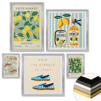 WANDBILDER 5er Set - 50x50 cm & 20x30 cm & 40x60 cm Silberner Rahmen - Zitrusfrüchte der italienischen Tropen - Silberfarben, Kunststoff (40/60cm) - ArtPrintCave