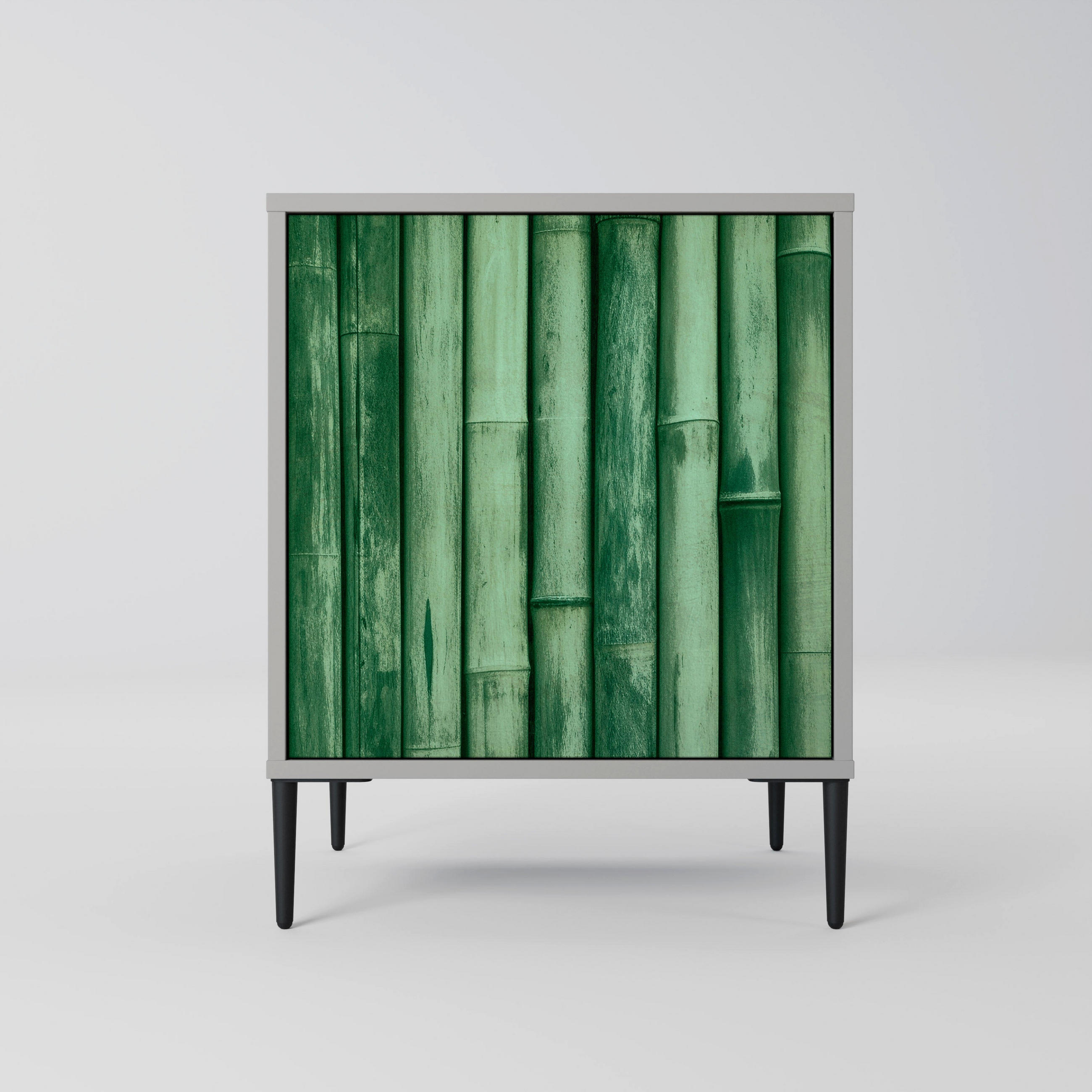SIDEBOARD NATURAL GREEN, Grau, 57,5x42x72,5 cm, Schwarze Metallfüße - Multicolor/Schwarz, Holzwerkstoff/Metall (57.5/72.5/42cm) - SpaceRebels