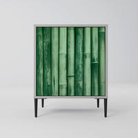SIDEBOARD NATURAL GREEN, Grau, 57,5x42x72,5 cm, Schwarze Metallfüße - Multicolor/Schwarz, Holzwerkstoff/Metall (57.5/72.5/42cm) - SpaceRebels