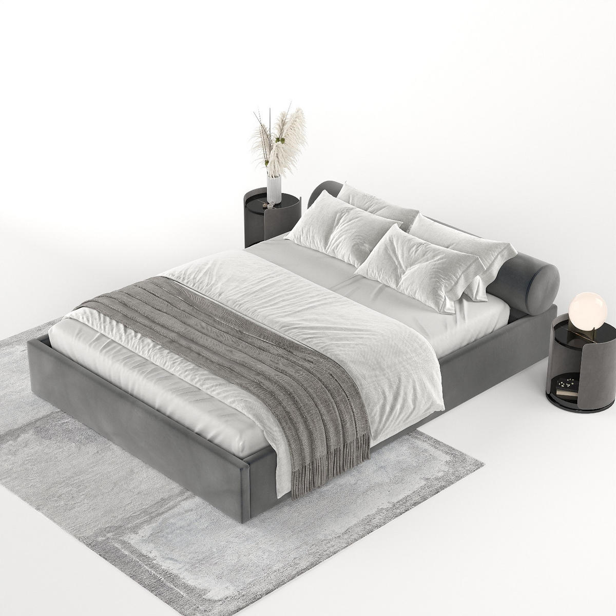 POLSTERBETT Solvo mit Stauraum 200/200 cm Anthrazit im Paros Stoff - Anthrazit/Schwarz, Holz/Holzwerkstoff (200/200cm) - AltaBeds
